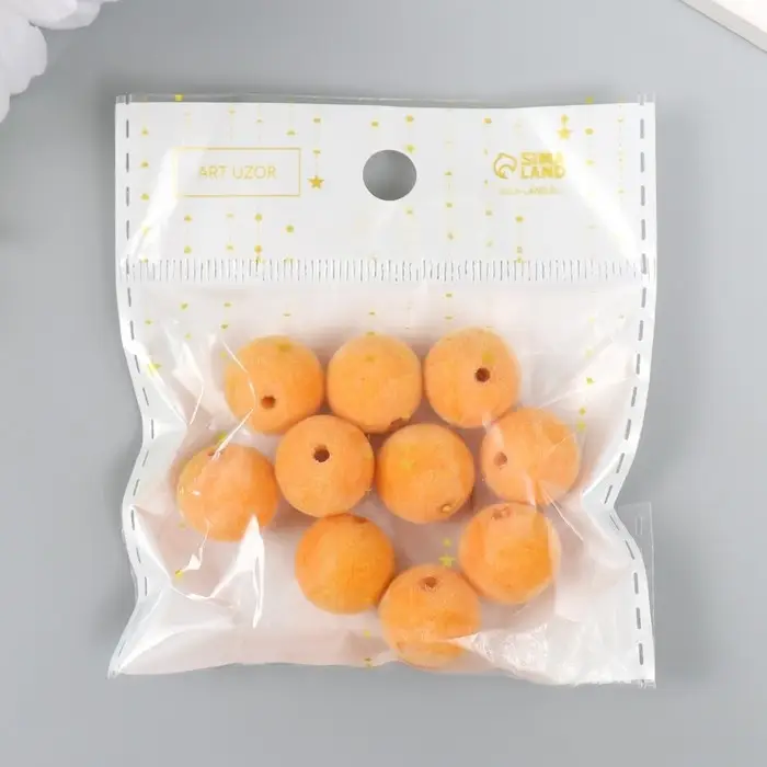 Бусины для творчества бархатное напыление "Шафран" набор 10 шт d=1,4 см