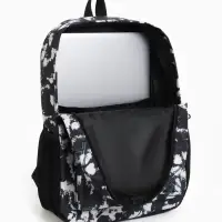 Рюкзак школьный на молнии, с карманами, с принтом, размер 30&times;13&times;42 см, чёрный/белый