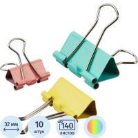 Зажимы для бумаг ассорти цветн (19мм,25мм,32мм), 10шт/уп Attache,европодве