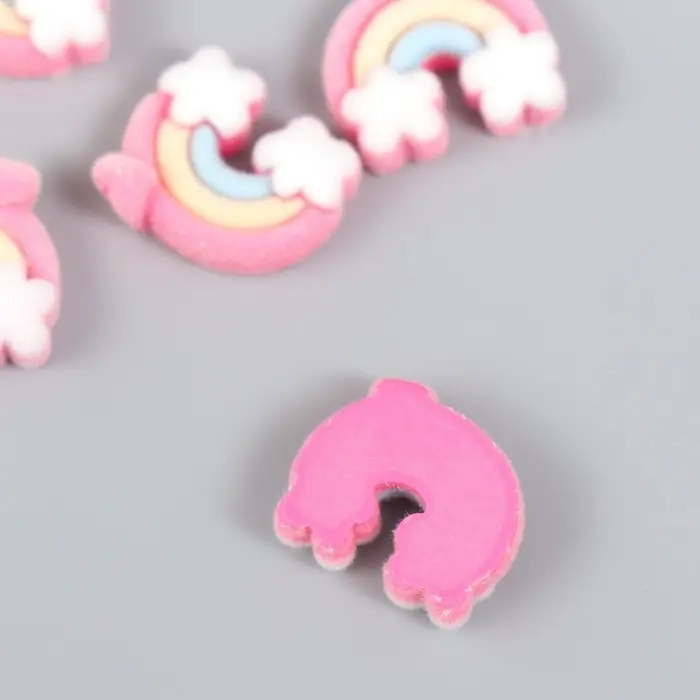 Пластиковый декоративный элемент «Арт Узор. Радуга с сердечком», бархатное напыление, 0.6×1.7×2 см