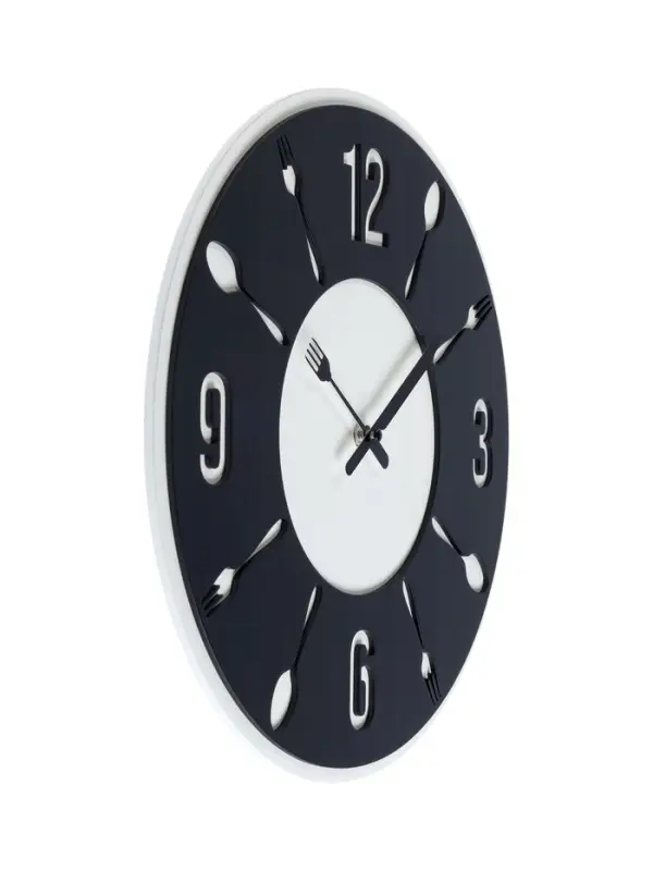 Часы настенные интерьерные &laquo;Вилка-ложка&raquo;, d=35 см, бело-чёрные