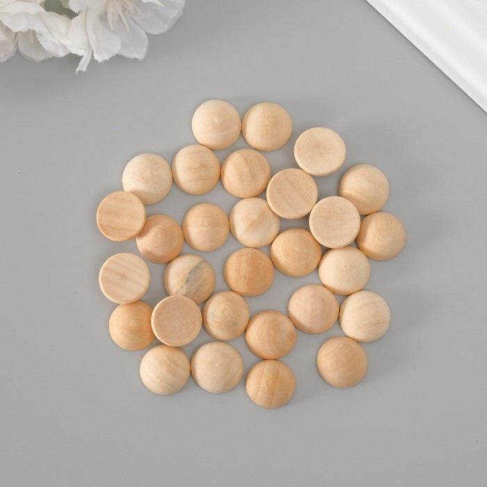 Декор для творчества дерево Декор для творчества дерево "Половинка шарика" натуральный набор 30 шт 1,4х1,4х0,7 см