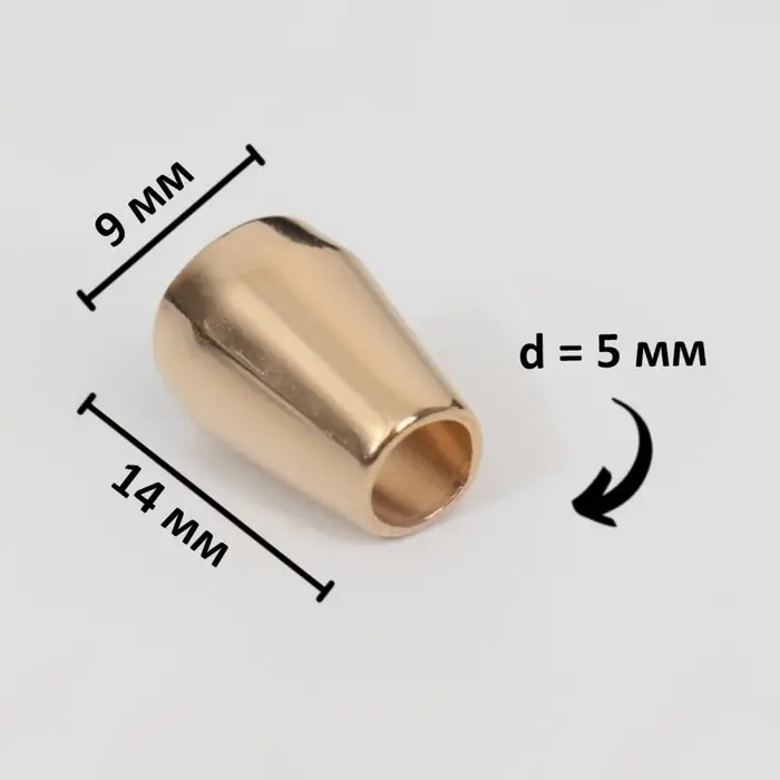 Наконечник для шнура, d=5 мм, 14×9 мм, 4 шт., цвет золотой Наконечник для шнура, d=5 мм, 14×9 мм, 4 шт., цвет золотой
