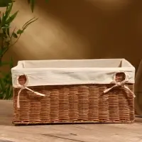 Корзинка прямоугольная с тканевым подкладом, 44×30×20 см, ротанг Корзинка прямоугольная с тканевым подкладом, 44×30×20 см, ротанг