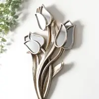 Панно настенное полистоун &laquo;Зеркальные тюльпаны&raquo;, под серебро с позолотой, 22&times;3&times;35 см