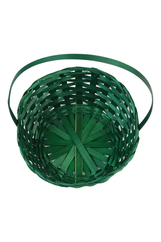 Корзина плетёная, 20×20×9 см, ручка h=25 см, бамбук, зелёная