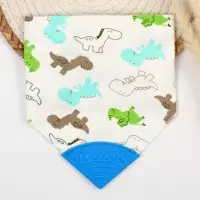 Нагрудник-бандана/слюнявчик для кормления непромокаемый с прорезывателем на кнопке, голубой, МИКС