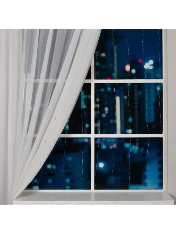 Гирлянда &laquo;Занавес&raquo; 2&times;2 м, роса, IP20, серебристая нить, 300 LED, свечение мульти, 12 В