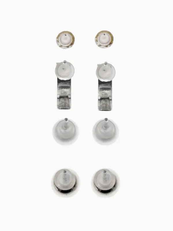 Серьги пусеты QF &laquo;Романтика&raquo;, 4 пары, кольца, белые в серебре