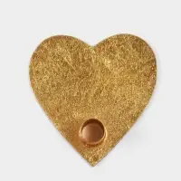 Подсвечник на 1 свечу в форме сердца Love is, 12.5&times;12.5&times;3 см, золотой