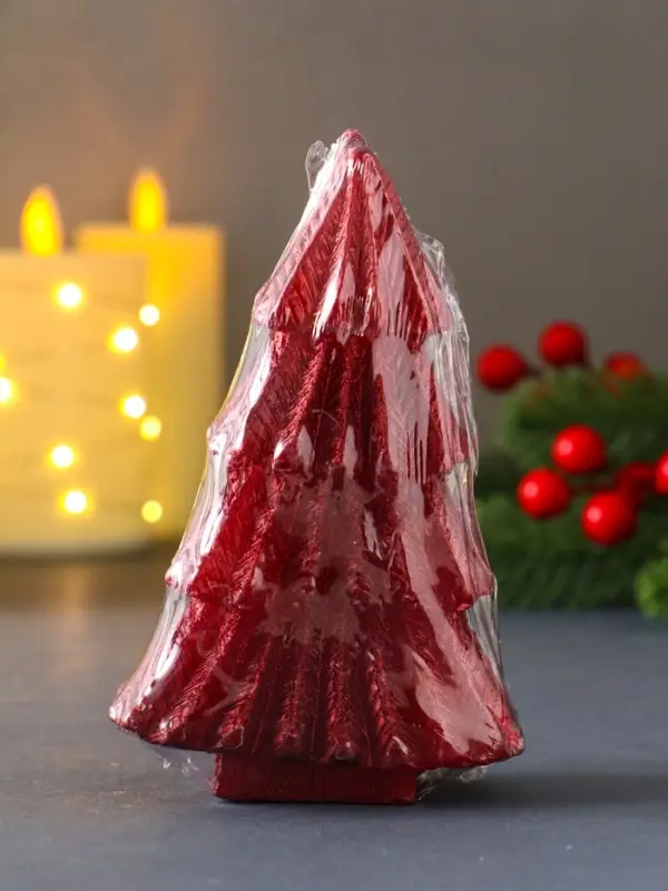 Свеча "Ёлка геометрия" 80*120 мм, лак, красная