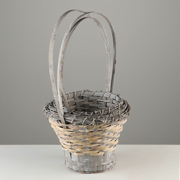 Набор корзин плетеных, D23х18/42 см, D27х19/44 см, D29х19/46 см, 3 шт, серые, бамбук