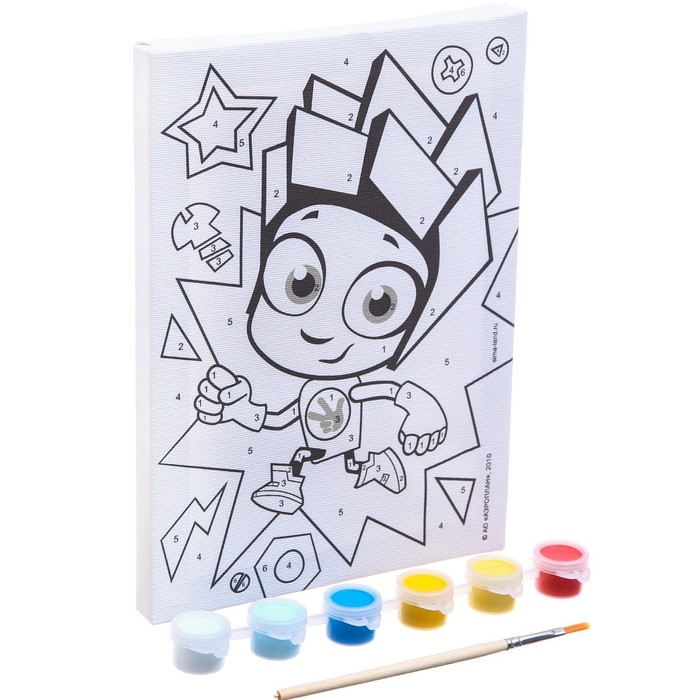 Картина по номерам для детей  Картина по номерам для детей "Нолик" 21х15 см, Фиксики