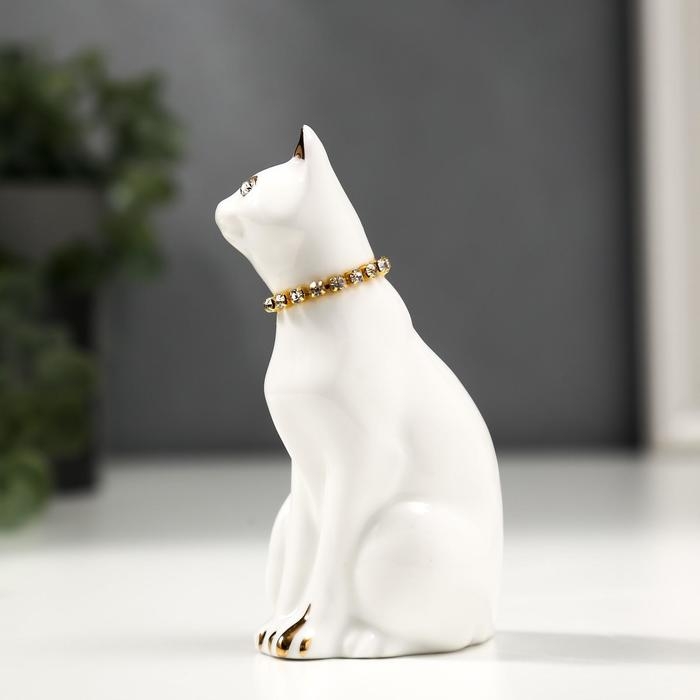 Сувенир керамика Сувенир керамика "Белая кошечка с ожерельем" с золотом, стразы 9,5 см