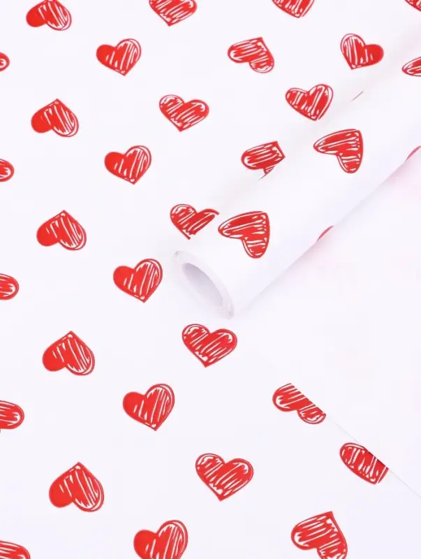 Бумага упаковочная &laquo;Сердечки&raquo;, крафт белый, 0.68&times;10&plusmn;5% м, 50 г