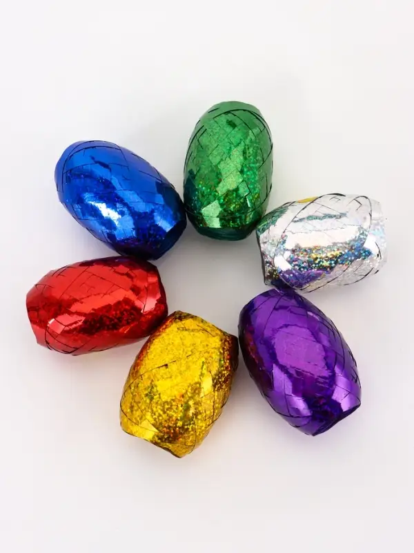 Лента упаковочная голографическая, для воздушных шаров и подарков, ассорти, набор 6 шт., 0.5 см &times; 10 м