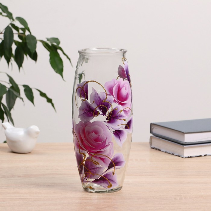 Ваза Ваза "Роза" роспись на проз.стекле, d-7см 10х23 см
