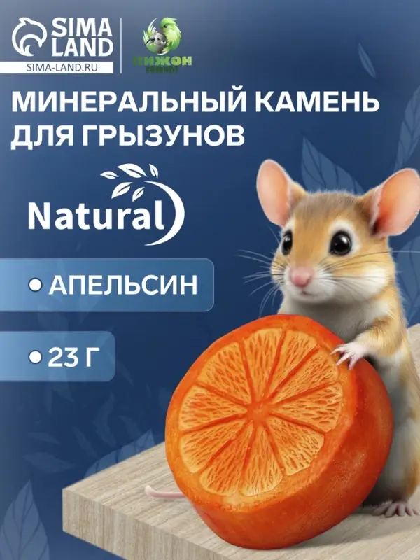 Минеральный камень Минеральный камень "Пижон" для грызунов, апельсин, 23 г