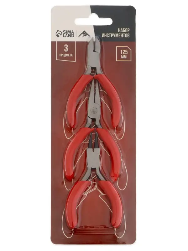 Набор инструментов ЛОМ, круглогубцы, длинногубцы и бокорезы, обрезиненные рукоятки, 80 мм