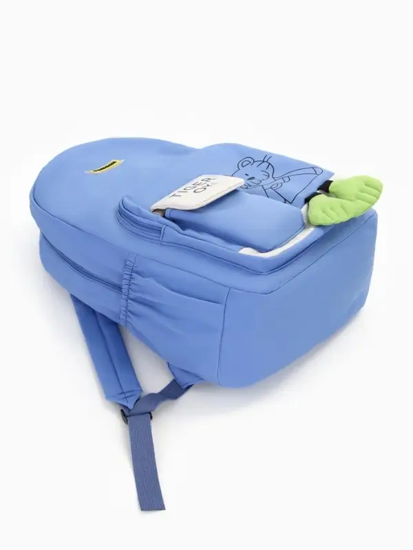 Рюкзак школьный на молнии, с карманами, с принтом, размер 30&times;12.5&times;44 см, синий