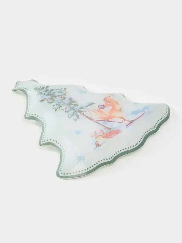 Блюдо сервировочное ёлочка Блюдо сервировочное ёлочка "Зверьки в лесу" 24,5х24,7х2 см