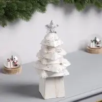 Фигура деревянная &laquo;Ёлочка белая&raquo;, 27&times;14&times;14 см, 35 LED, от батареек AAx2, свечение тёплое белое