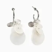 Серьги "Морской мир" чешуя, цвет белый в серебре