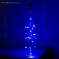 Гирлянда &laquo;Нить&raquo; 1 м роса с пробкой, IP20, серебристая нить, 10 LED, батарейки LR44&times;3 (в комплекте), свечение синее