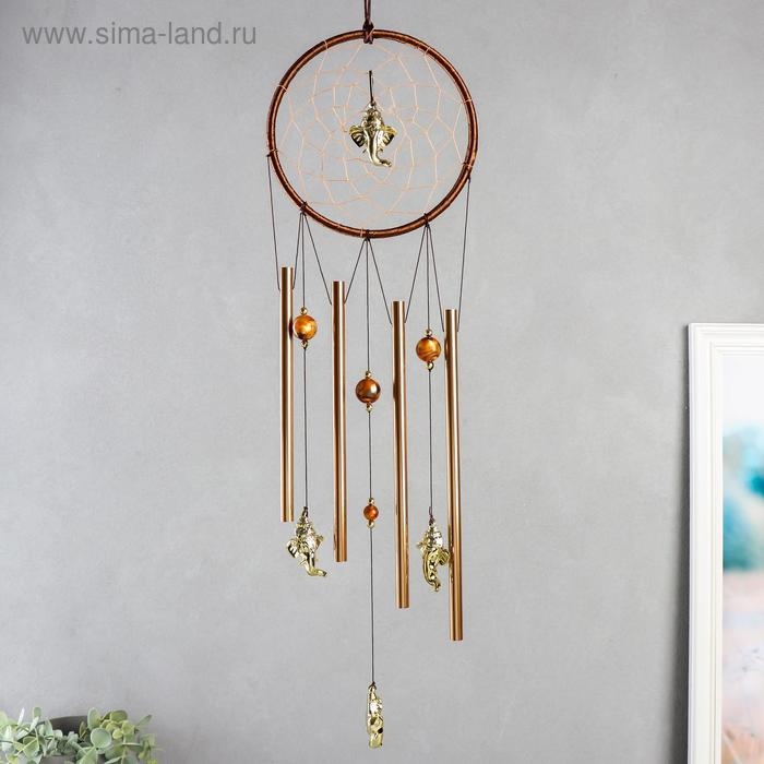Музыка ветра+ловец снов Музыка ветра+ловец снов "Голова Ганеши в круге" 4 трубки 52 см