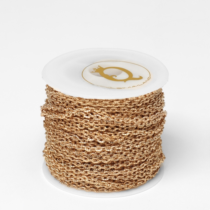 Цепочка железная без карабина на бобине, 0.25×0.2×0.05 см, L=10 м, цвет золото Цепочка железная без карабина на бобине, 0.25×0.2×0.05 см, L=10 м, цвет золото