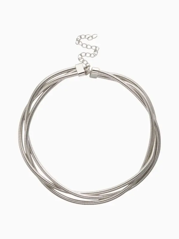 Чокер «Многослойный» крупный металлический, цвет серебро