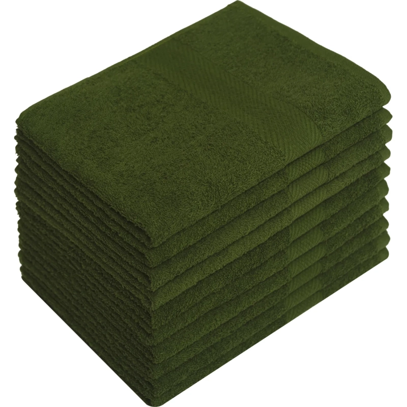 Набор полотенец махровых бордюр 440 г/м2, 50х90 оливковый, 10шт