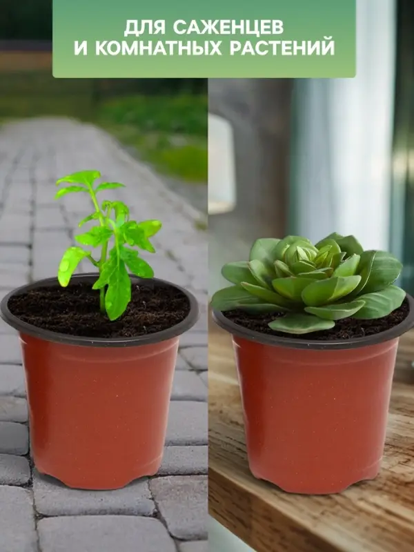 Горшок для рассады, с крышкой, 300 мл, d=9.5 см, h=8 см, мягкий пластик, терракот, Greengo