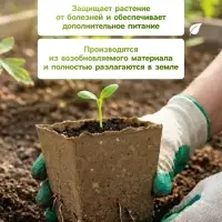 Горшок для рассады, 700 мл, 9.5&times;9.5&times;10 см, торф, набор 20 шт.