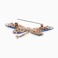 Брошь &laquo;Стрекоза&raquo;, граненые крылья, синяя в золоте