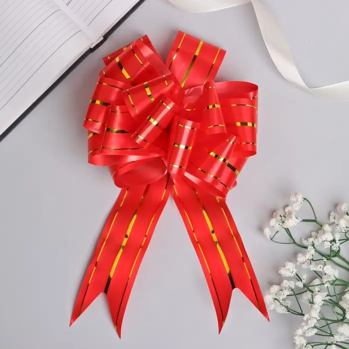 Подарочный бант - шар №4.5 &laquo;Золотое сечение&raquo;, красный, для упаковки подарков