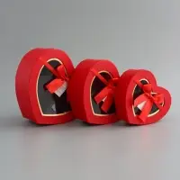 Набор коробок 3 в 1 сердца 22 х 20 х 9;  18.5 х 17 х 7.5; 1 6 х 14 х 6 см