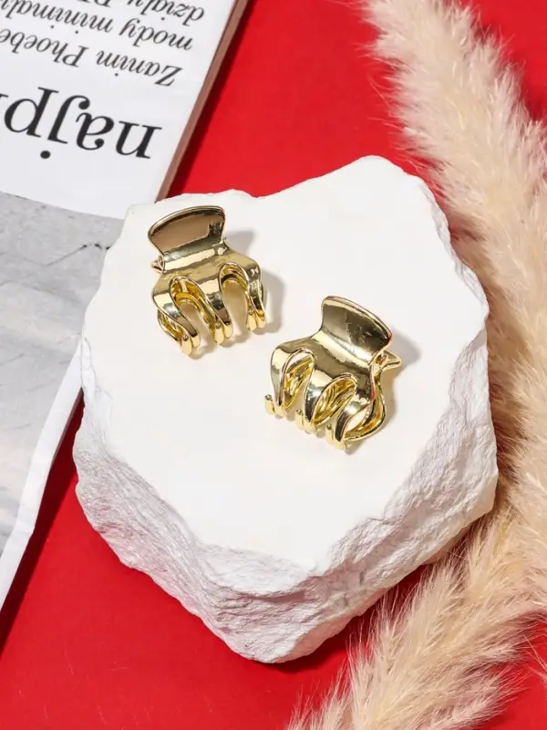 Крабики для волос QF &laquo;Либерти&raquo;, набор 2 шт., зубчики классика, 2 см, золотистый