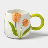 Кружка &laquo;Тюльпан&raquo;, 430 мл, оранжевый цветок, керамика, белая