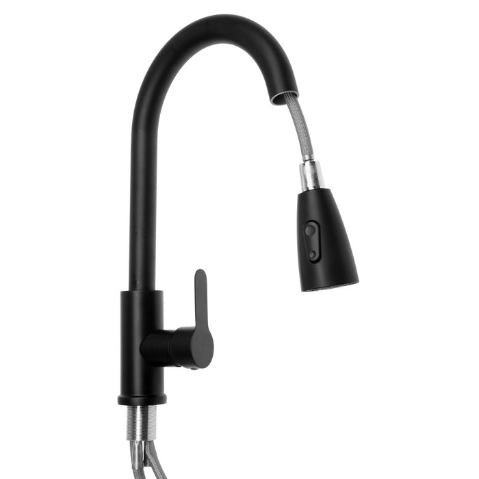 Смеситель для кухни ZEIN Z2941, выдвижная лейка 2 режима, картридж 35мм, нерж. сталь, черный Смеситель для кухни ZEIN Z2941, выдвижная лейка 2 режима, картридж 35мм, нерж. сталь, черный