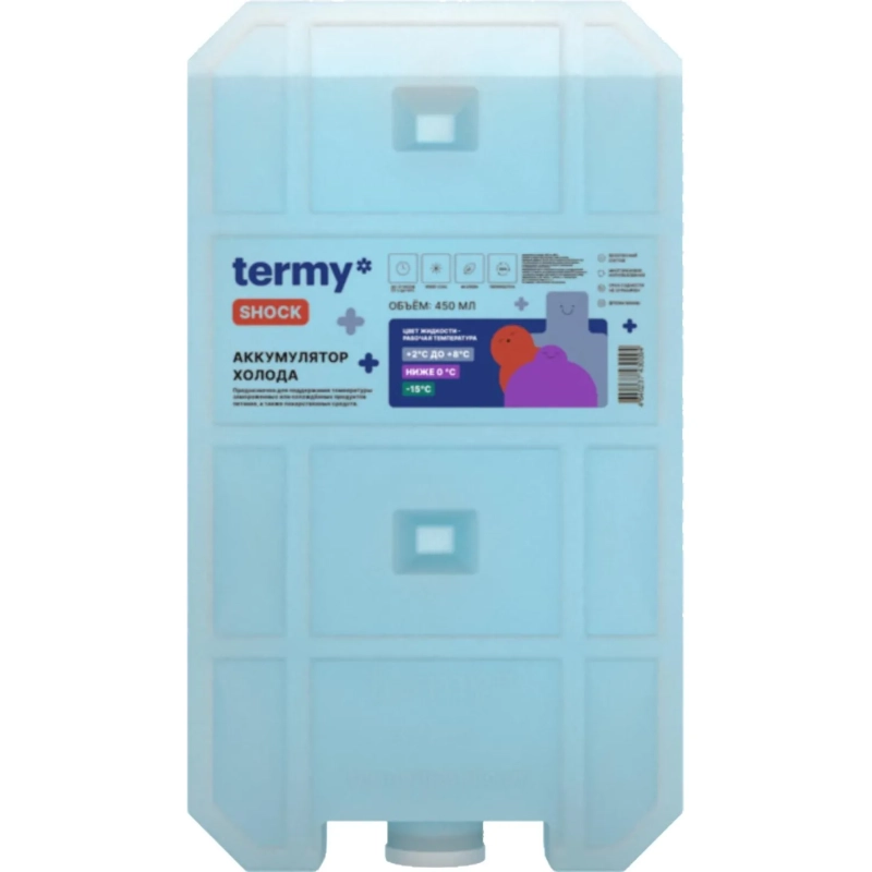 Аккумулятор холода 450мл Водно-Солевой 450мл +2 +8С Голуб ПробкаТермиШок