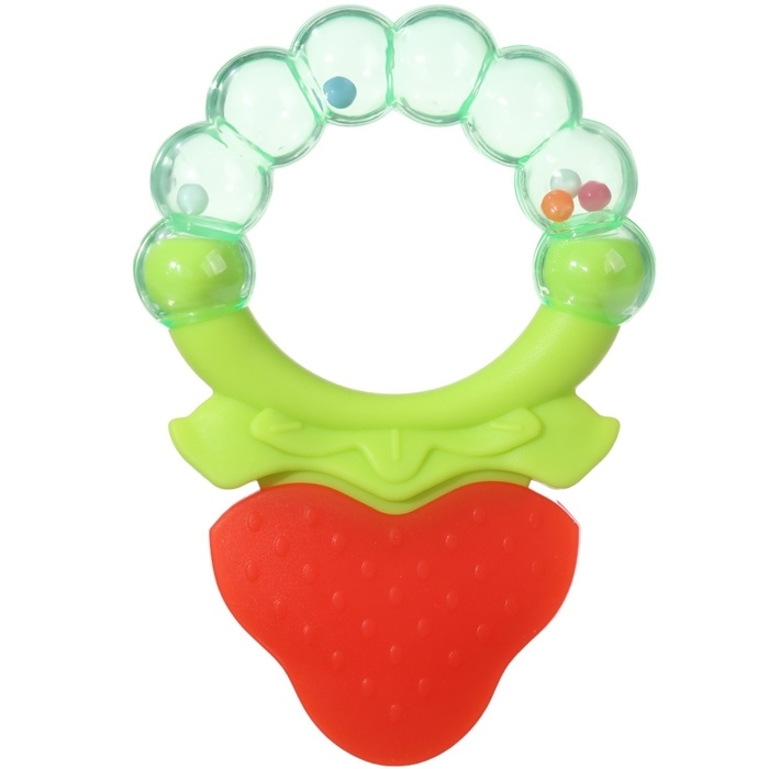 Прорезыватель силиконовый «Клубничка», с погремушкой, Крошка Я