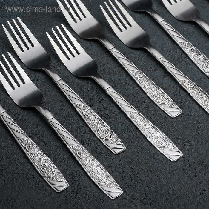 Набор вилок столовых из нержавеющей стали «Паритто», h=19 см, 12 шт