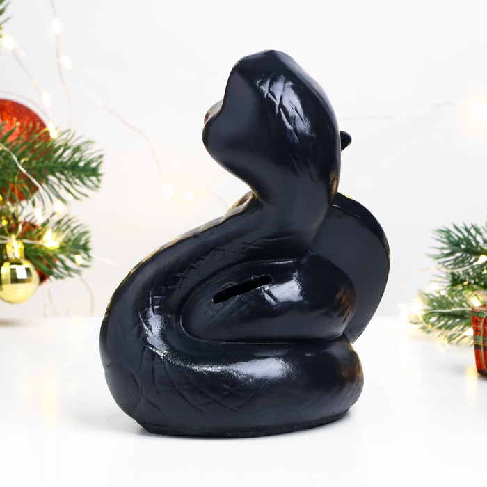 Копилка Копилка "Змея с подковой" черная, 14см