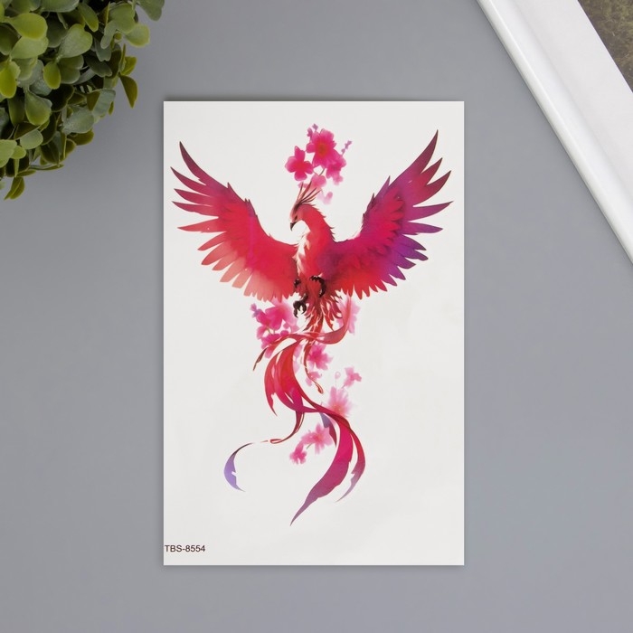 Татуировка на тело цветная Татуировка на тело цветная "Феникс. Сакура" 12х19 см