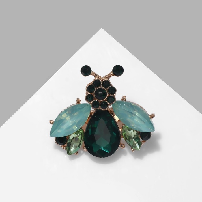 Брошь «Муха», цвет зелёный в золоте Брошь «Муха», цвет зелёный в золоте