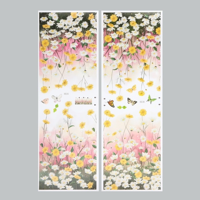 Наклейка пластик интерьерная цветная Наклейка пластик интерьерная цветная "Поле ромашек" набор 2 листа 30х90 см