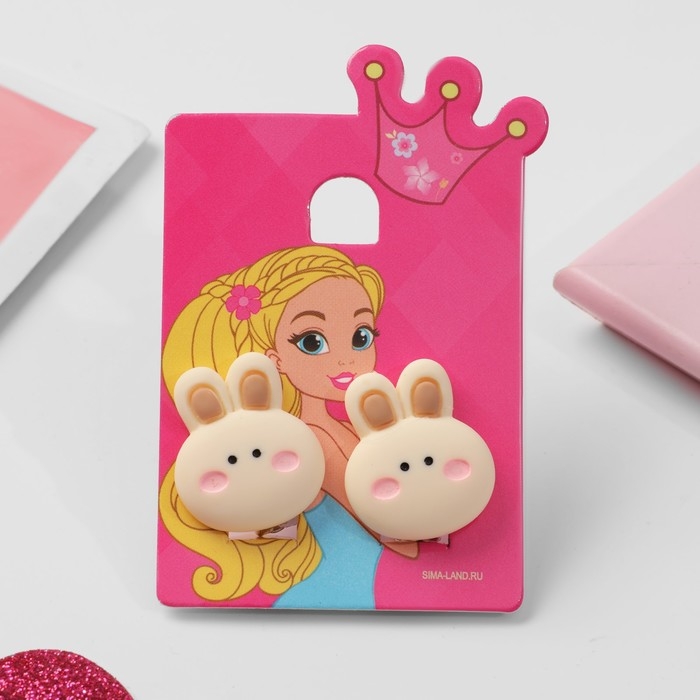 Клипсы детские «Выбражулька» зайчик пухлячок, цвет коричневый Клипсы детские «Выбражулька» зайчик пухлячок, цвет коричневый