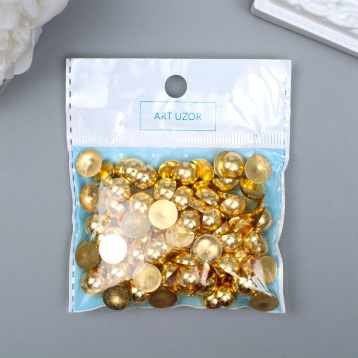 Декор для творчества пластик Декор для творчества пластик "Полужемчужина золотистая" набор 100 шт 1х1х0,3 см