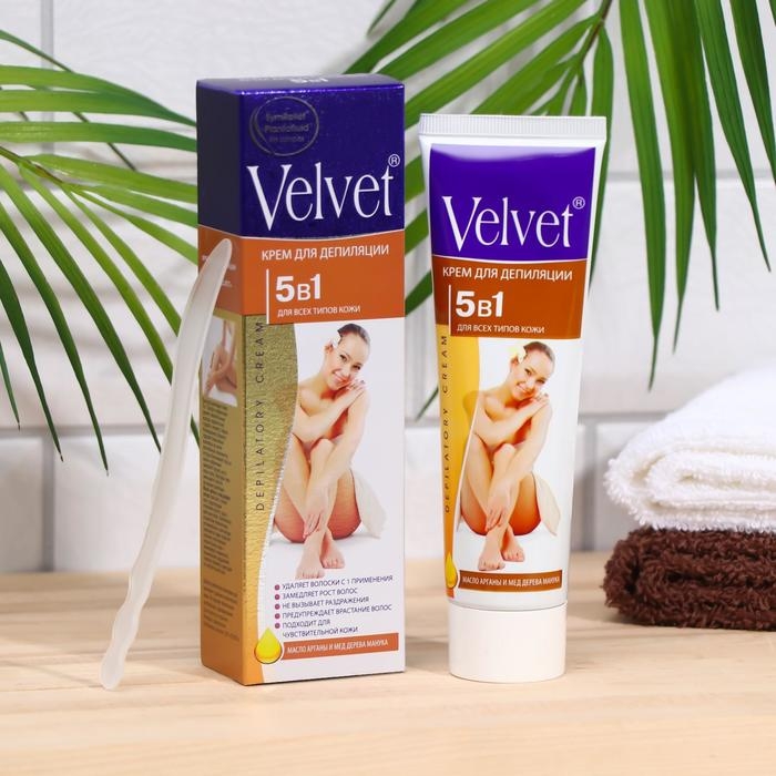 Депилятор Velvet 5в1, замедление роста волос, против врастания, 100 мл Депилятор Velvet 5в1, замедление роста волос, против врастания, 100 мл